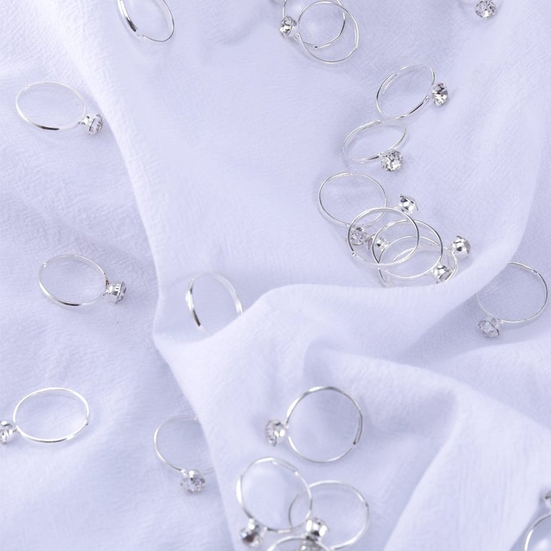 Topoox Bridal Shower Rings 40 Pack Silver Diamond Engagement Rings for Wedding Table Decorations, Party Favors, Arts & Crafts - Image 5